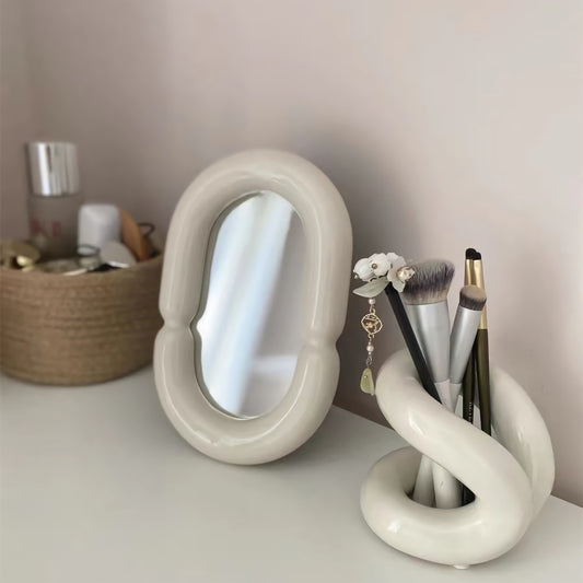 Ceramic Organiser and Mirror Set