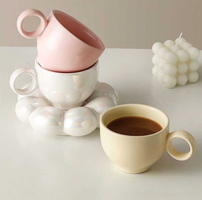 Ceramic Cloud Mug and Saucer Set