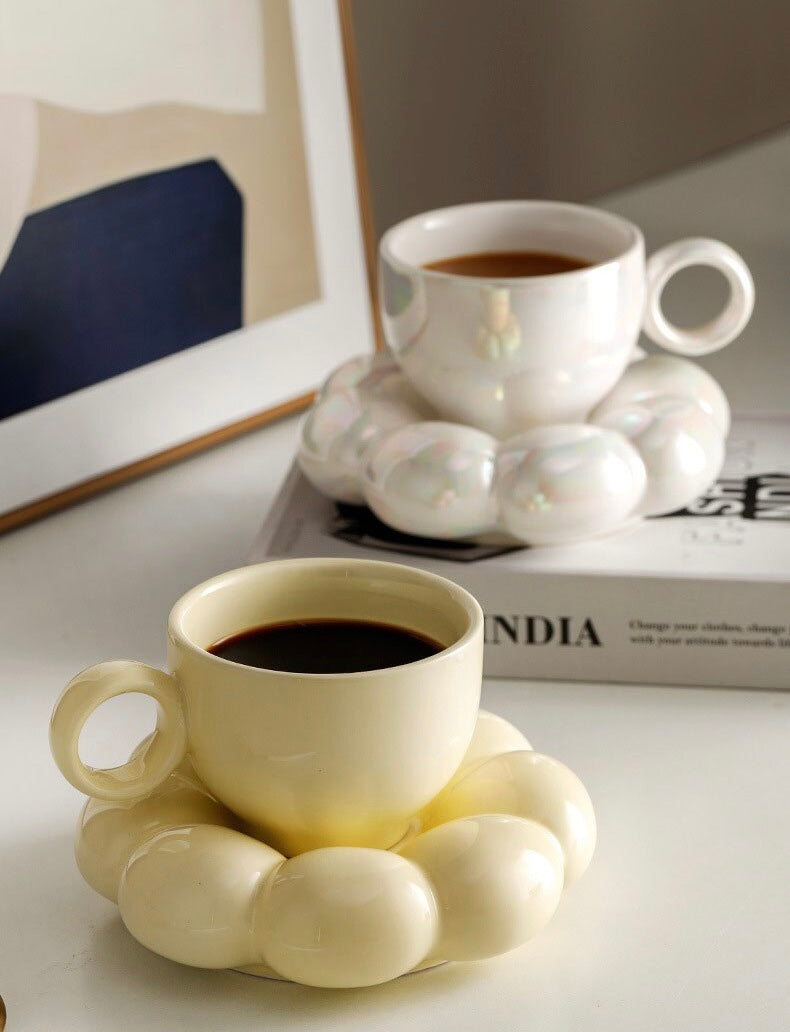 Ceramic Cloud Mug and Saucer Set